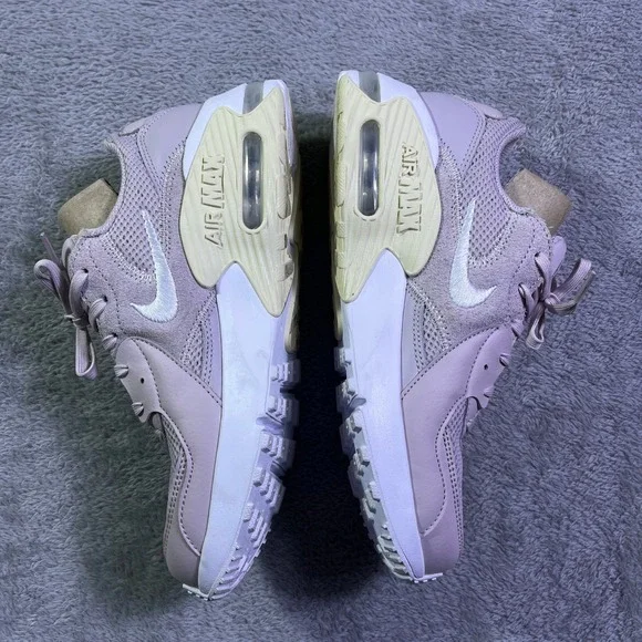 Nike Air Max 90 Women Lilac Pink White Leather Mesh Casual Sneakers 8.5 Shoes